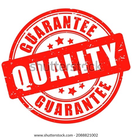 Quality guarantee red rubber stamp isolated on white background, grunge imprint high quality guarantee