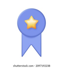 Quality guarantee ribbon icon with star. 3d vector illustration