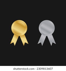 Quality guarantee symbol vector medal gold and silver with ribbon