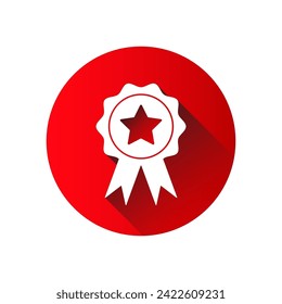 Quality guarantee vector medal with star and ribbon. High quality rating icon. Vector illustration