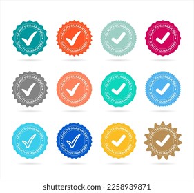 Qualitätsgarantierte Siegel mit markierter Vektorgrafik 