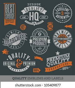 Quality and guaranteed - vector signs, emblems and labels