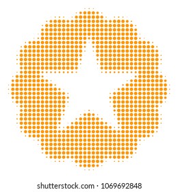 Quality halftone vector pictogram. Illustration style is dotted iconic Quality icon symbol on a white background. Halftone pattern is round dots.