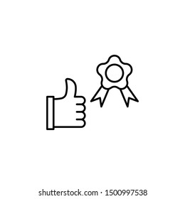 Quality, hand, winner like icon. Element of winner line icon