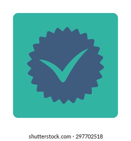 Quality icon from Award Buttons OverColor Set. Icon style is cobalt and cyan colors, flat rounded square button, white background.