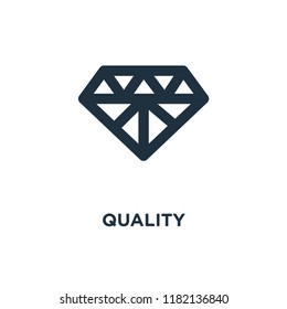 Quality icon. Black filled vector illustration. Quality symbol on white background. Can be used in web and mobile.