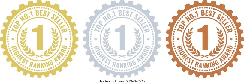 Quality icon. Certification and branding related line icons: number one badge, best quality seal, premium ranking emblem, trusted certification mark, award label, product excellence and marketing concept. Editable vector template. Vector illustration.