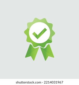 Quality Icon Certified Check Mark Ribbon Label Vector Image