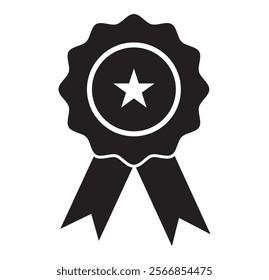 Quality icon, certified check mark ribbon label. Vector premium product certified or best choice recommended award and warranty approved certificate stamp