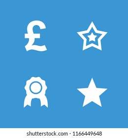Quality icon. collection of 4 quality filled icons such as medal, pound, star. editable quality icons for web and mobile.