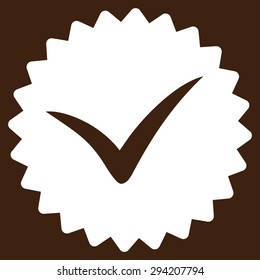 Quality icon from Competition & Success Bicolor Icon Set. Vector style: flat symbols, white color, rounded angles, brown background.