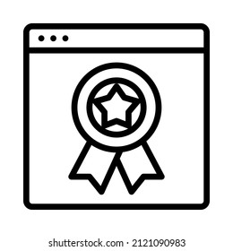 Qualitätssymbol. Konzept des digitalen Marketing. Rahmenstil. Vektorgrafik. Einzeln auf weißem Hintergrund.