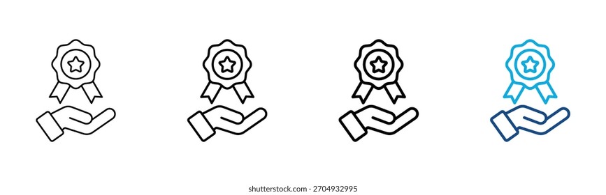 Ícone de qualidade Estilo diferente Contorno Coleção Conjunto Ilustração do vetor
