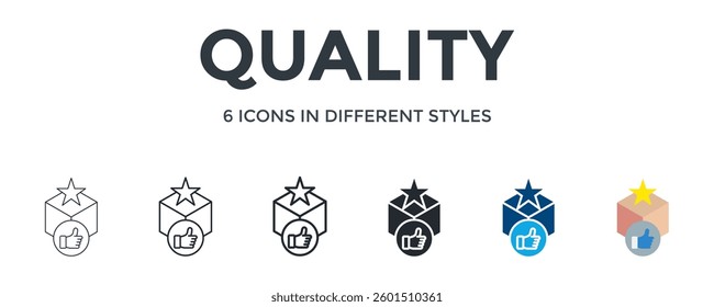 Quality Icon In Different Style Vector Illustration. Designed In Thin Line, Regular Line, Bold Line, Glyph, Color Fill, And Flat Style Can Be Used For Web