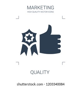 quality icon. high quality filled quality icon on white background. from marketing collection flat trendy vector quality symbol. use for web and mobile