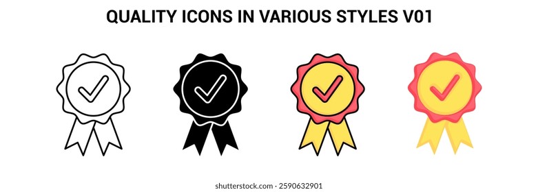 Quality icon Line, Filled, Color, Flat style.