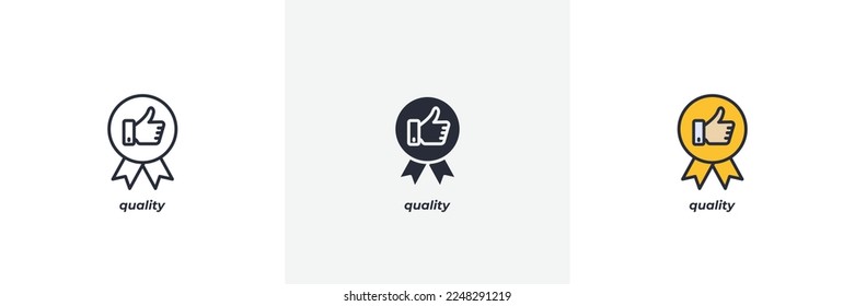quality icon. Line, solid and filled outline colorful version, outline and filled vector sign. Idea Symbol, logo illustration. Vector graphics