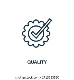 Icono de calidad. Elemento sencillo de estilo de línea de la colección de iconos de comercio electrónico. Pixel perfecto icono de calidad simple para el diseño web, aplicaciones, software, uso de impresión.