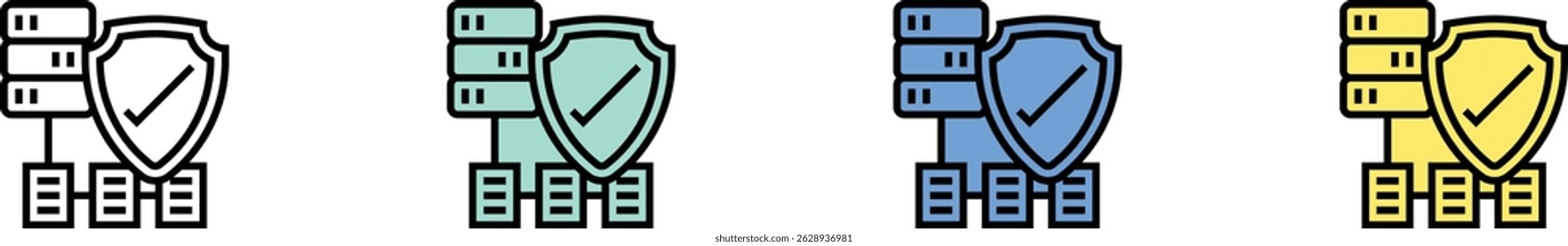 quality icon. Outline, Green, Blue and Yellow Style Design Isolated On White Background