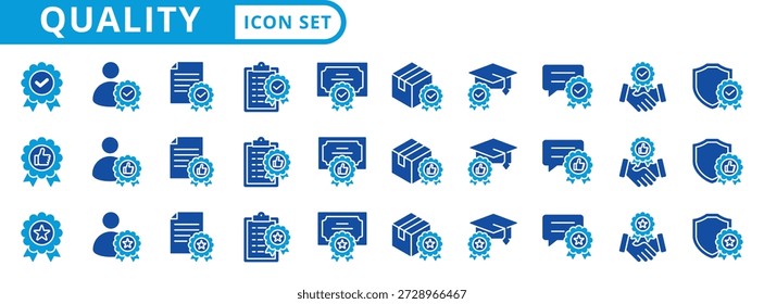 Qualität Icon Pack flachen Stil Illustration Sammlung für Exzellenz und Leistung