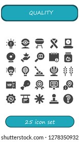  quality icon set. 25 filled quality icons. Simple modern icons about  - Idea, Webcam, Charcoal, Ribbon, Star, Information, Info, Control, Wheat, Vip, Chicken, Winner, Merit, Discount