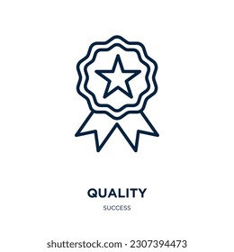 quality icon from success collection. Thin linear quality, business, best outline icon isolated on white background. Line vector quality sign, symbol for web and mobile