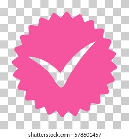 Quality icon. Vector illustration style is flat iconic symbol, pink color, transparent background. Designed for web and software interfaces.