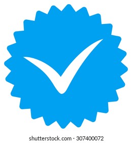 Quality icon. Vector style is flat symbols, blue color, rounded angles, white background.