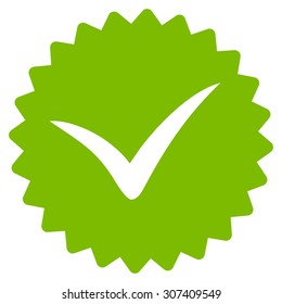 Quality icon. Vector style is flat symbols, eco green color, rounded angles, white background.