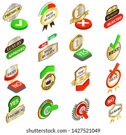 Quality icons set. Isometric set of 16 quality vector icons for web isolated on white background
