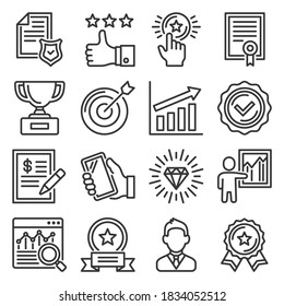 Quality Icons Set on White Background. Vector