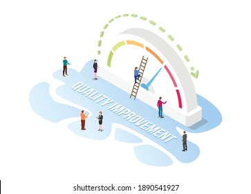 Quality Improvement Increase Concept With Modern Isometric Or 3d Style