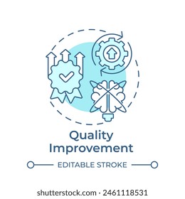 Quality improvement soft blue concept icon. Performance metrics, standardization. Round shape line illustration. Abstract idea. Graphic design. Easy to use in infographic, presentation
