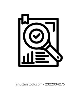 quality inspection icon vector illustration of an isolated sign symbol suitable for mobile phone displays, websites, logos, and application interfaces. Black line style vector icon collection