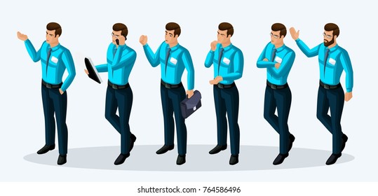 Quality Isometry, 3D Men Corporate lifestyle, special clothes, managers, enthusiasm. Team spirit, the desire to achieve the goal.