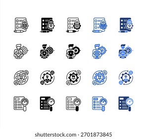 Questões de qualidade, Concorrentes, Rotatividade, Regulatório múltiplo estilo ícone conjunto.