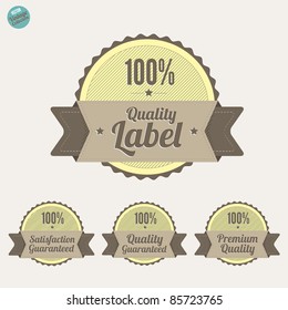 Quality Labels and Satisfaction Guarantee badges,  with retro vintage design
