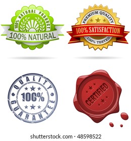 Quality labels and seals vector set isolated on white.