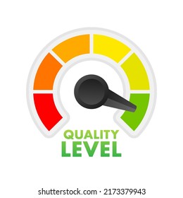 Quality level meter. Satisfied Customers. Customer service. Vector stock illustration