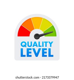 Quality level meter. Satisfied Customers. Customer service. Vector stock illustration