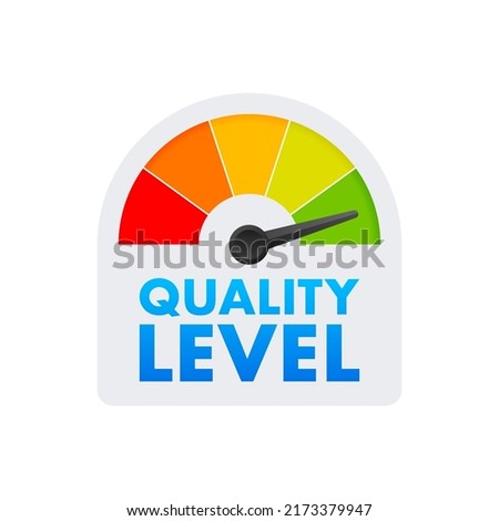 Quality level meter. Satisfied Customers. Customer service. Vector stock illustration