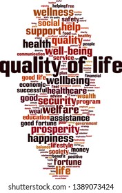 Quality of life cloud concept. Collage made of words about quality of life. Vector illustration