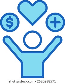 Icono de calidad de vida azul Ilustración vectorial