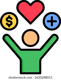 Quality Of Life Icon Lineal Color Vector Illustration