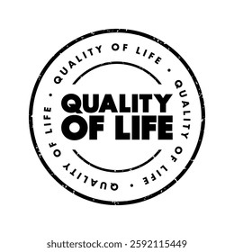 Quality of life - individual's perception of their position in life in the context of the culture and value systems in which they live, text concept stamp