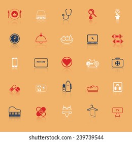 Quality life line icons with reflect, stock vector