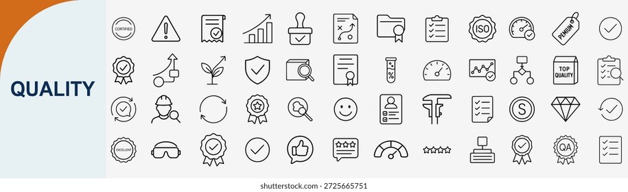 Qualitätsposition Symbol-Set für Premium-Produktzertifizierung und Garantiesicherungsvektor