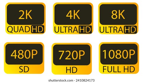 Quality line icon set. Resolution, image, camera, display, photo, matrix. Vector icon for business and advertising