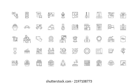 Quality, linear icons, line signs set, vector collection