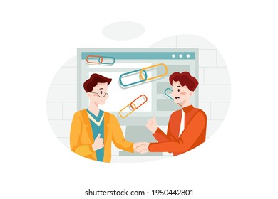 Quality Link Building Illustration concept. Can use for web banner, infographics, hero images. Flat isometric illustration isolated on white background.